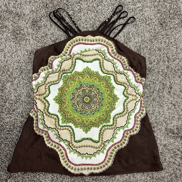 Colorful Beaded Halter Blouse Top Y2K Fairycore Festival Boho Artsy Goddess Glam - Picture 1 of 10